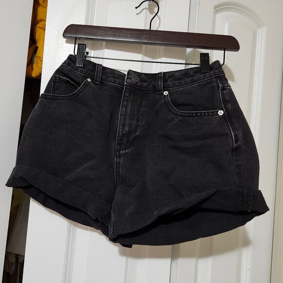 Black High Waisted Jean Shorts - Picture 1 of 4